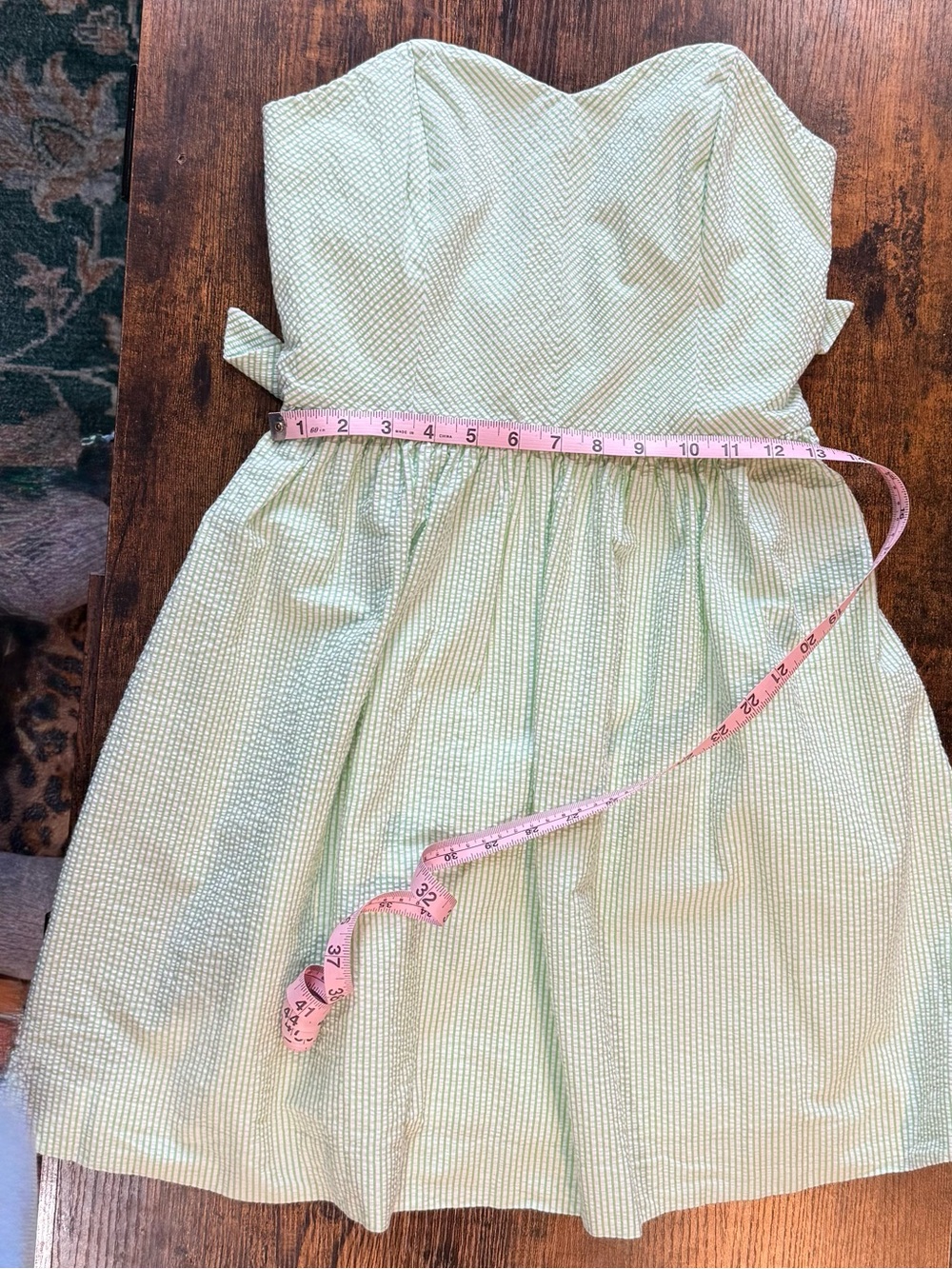 Lilly Pulitzer Richelle Dress Size 2 Green White Seersucker Strapless Preppy - Picture 9 of 12